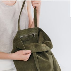 Baggu olive suede bag